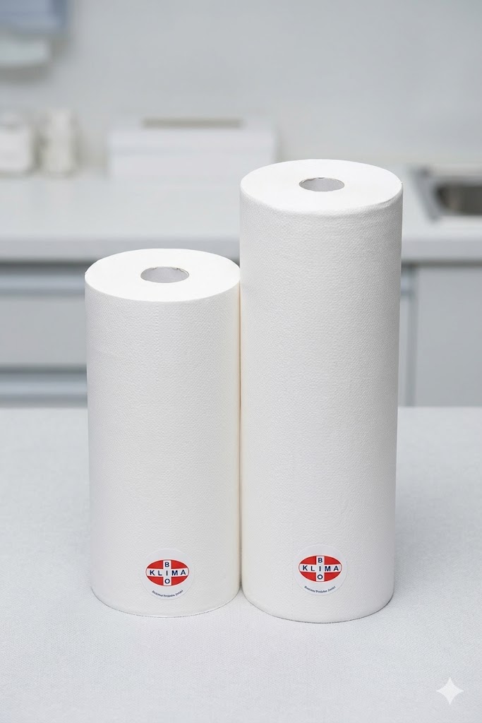 Rollen Ärztekrepp 2-lagig 50cm breit, 150m lang, perf. Preis/Rolle, 6 Rollen/VE
